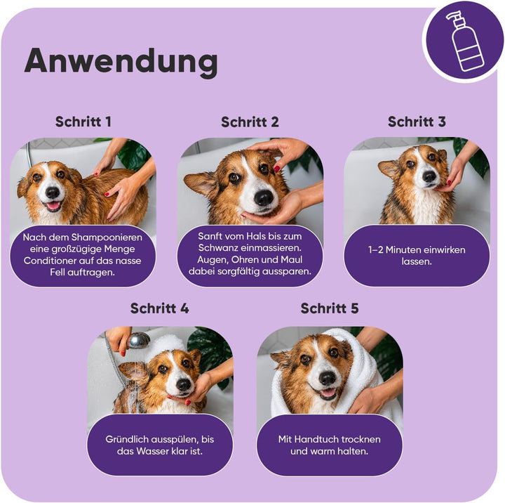 animigo Conditioner für Hunde &amp; Katzen - 500ml Spülung - Mit Kokosöl &amp; Avocadoöl - Für Langhaar &amp; Ku