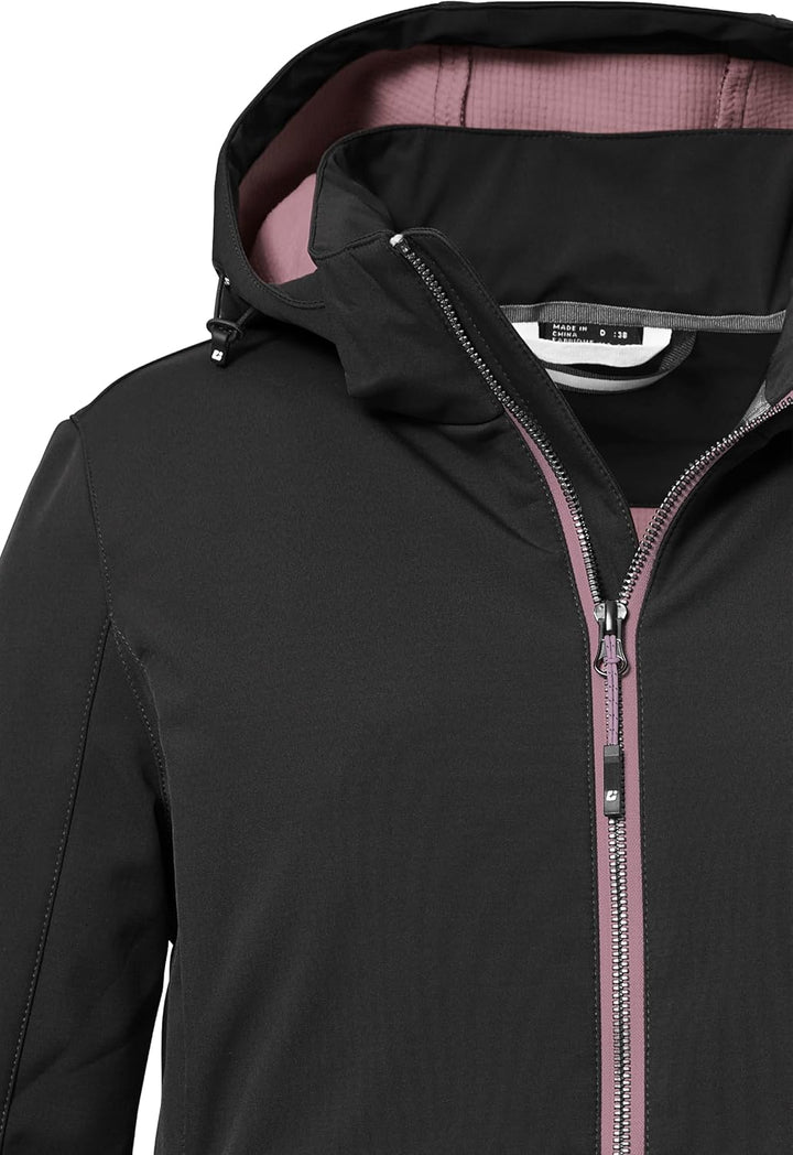 Killtec Damen Kow 8 Wmn Sftshll Jckt Softshelljacke/Outdoorjacke mit abzippbarer Kapuze 36 Schwarz,