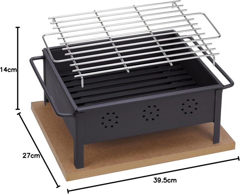 Sauvic 02906-Tischgrill mit Grillrost aus Edelstahl 30 x 25 cm, schwarz