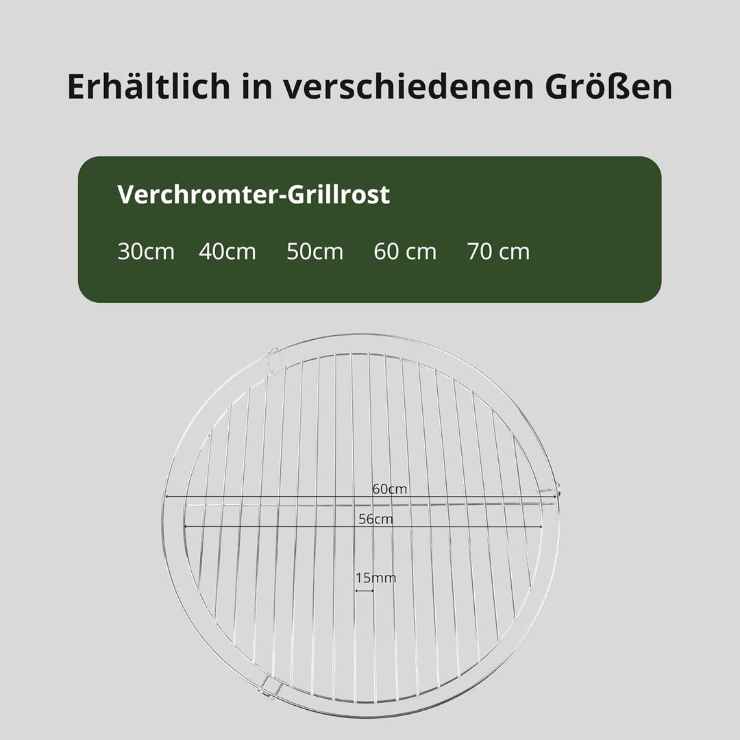 HeRo24 70cm Chrom Grillrost Grill Rost Grillgitter Ersatzrost rund (R)