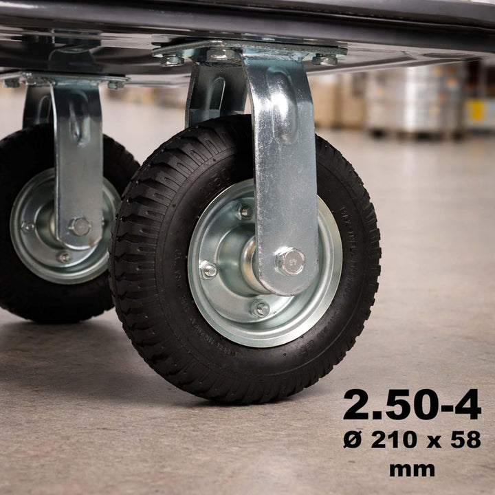 Plattformwagen bis 300 kg, Klappbar mit Luftreifen und Gummibezogener Ladefläche, Transportwagen mit