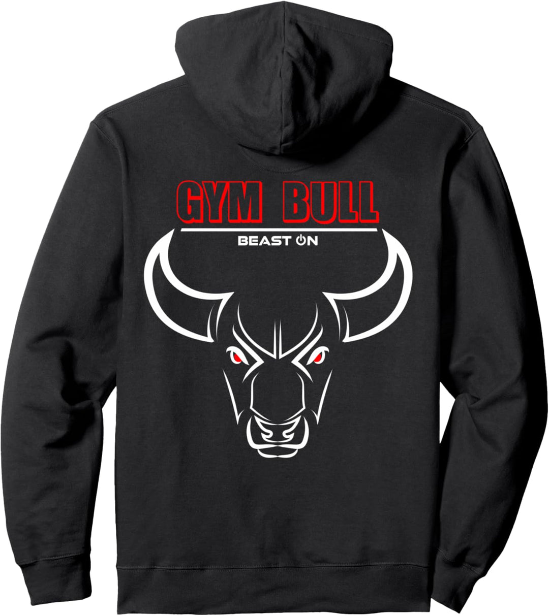 Gym Bull Head Print auf der Rückseite rot Fitnessstudio Fitness Workout Pullover Hoodie