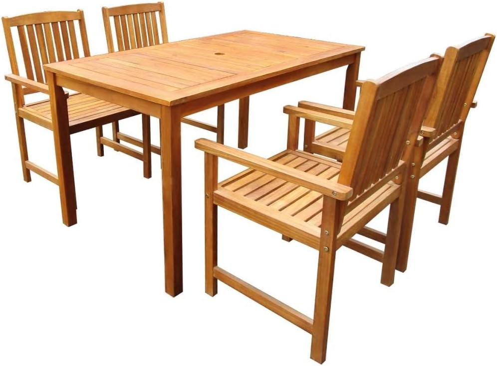 Tidyard 5-teilig Garten Essgruppe Sitzgarnitur Gartengarnitur Massives Akazienholz Balkon Terrasse S
