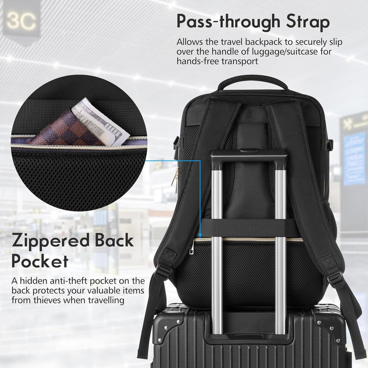 Reiserucksack mit 3 Packwürfeln,Rucksack Handgepäck Flugzeug, Ryanair Handgepäck 45x30x20, mit 17.3