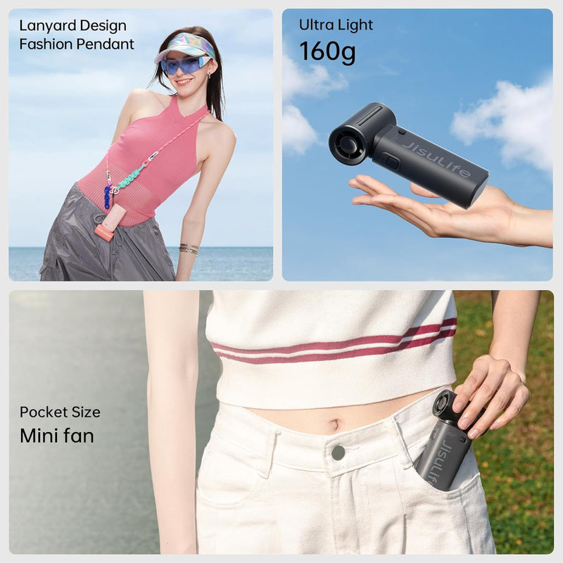 JISULIFE Mini Ventilator Handventilator, USB-aufladbarer Ventilator, persönliches Tragbarer Taschenv