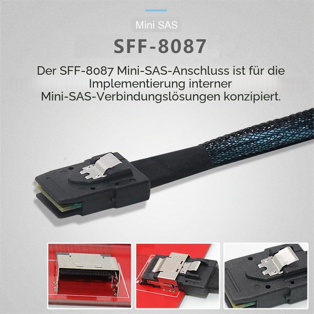 xiwai Interner 36-Pin-Mini-SAS-SFF-8087-Host auf 4 SFF-8482-Ziel-SAS-Festplatte und SATA-Stromkabel
