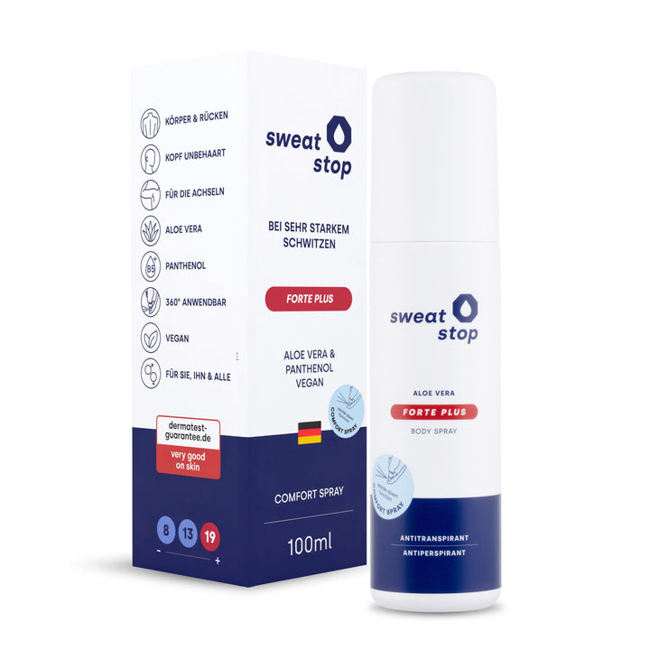 SweatStop Aloe Vera Forte plus Body Spray 100 ml Antitranspirant gegen sehr starkes Schwitzen am Kör