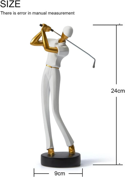 Amoy-Art Golfer Figuren Statue Modern Dekor Skulptur Wohnzimmer Kunst Golfspieler Arts Polyresin Wei