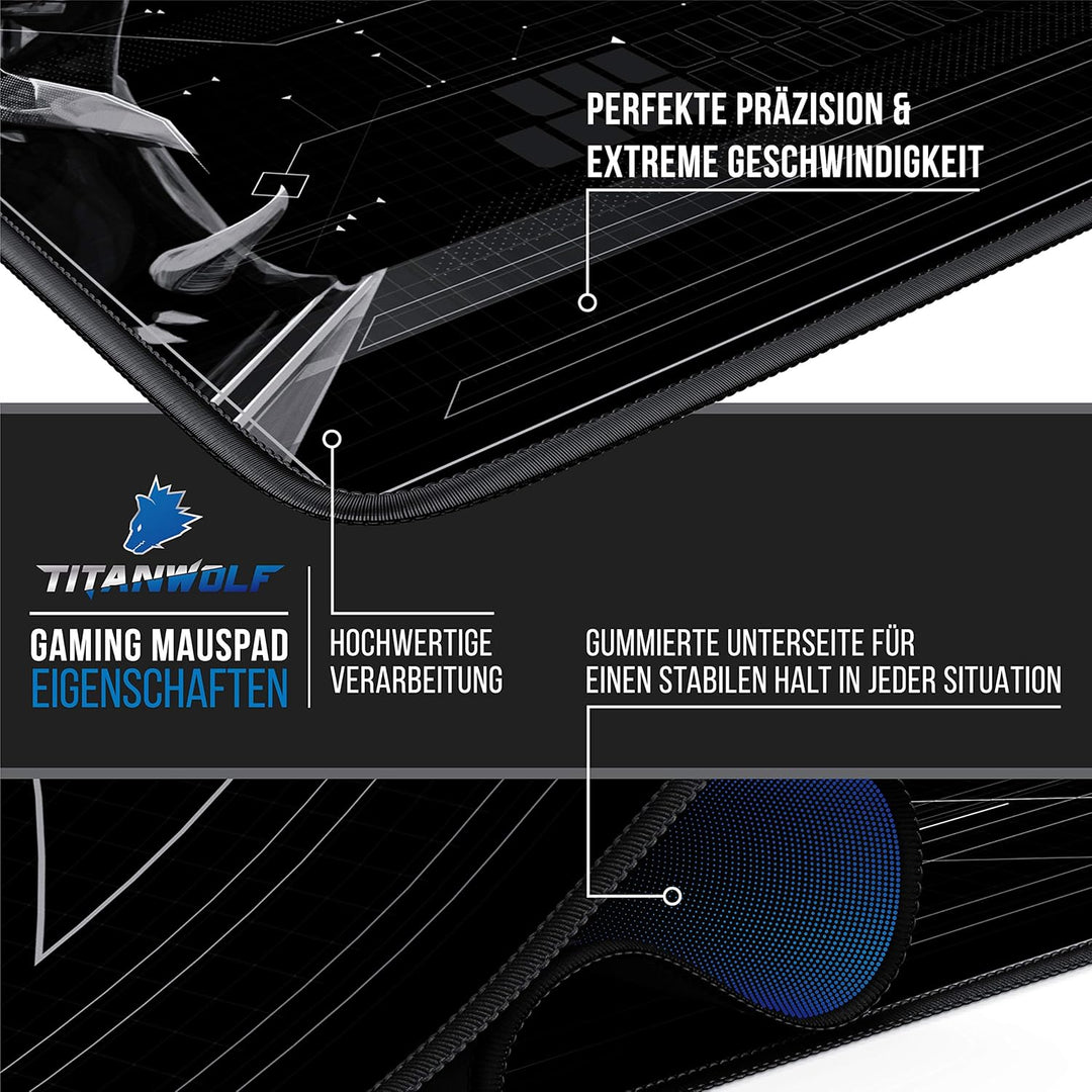 CSL - Übergrösse Mauspad Gaming Titanwolf 1200x600mm - XXXL Mousepad gross mit Motiv - Tischunterlag