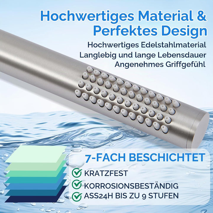 Ohotecy Handbrause Wassersparende Duschkopf aus Edelstahl 304 mit 48 Anti-Kalk Düsen Einfache Strahl