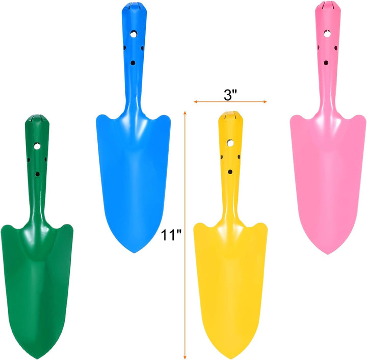 QUARKZMAN 4 Stück Mini Bunte Metall Handschaufel 11" x 3" Grabkellen Set Umpflanzen Gartengeräte Für