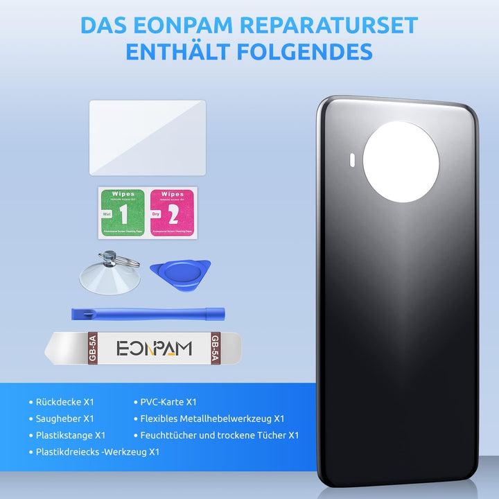 Eonpam Akkudeckel für Xiaomi Mi 10T Lite Rückseite Glas Original Backcover Back Glas Ersatz mit Repa