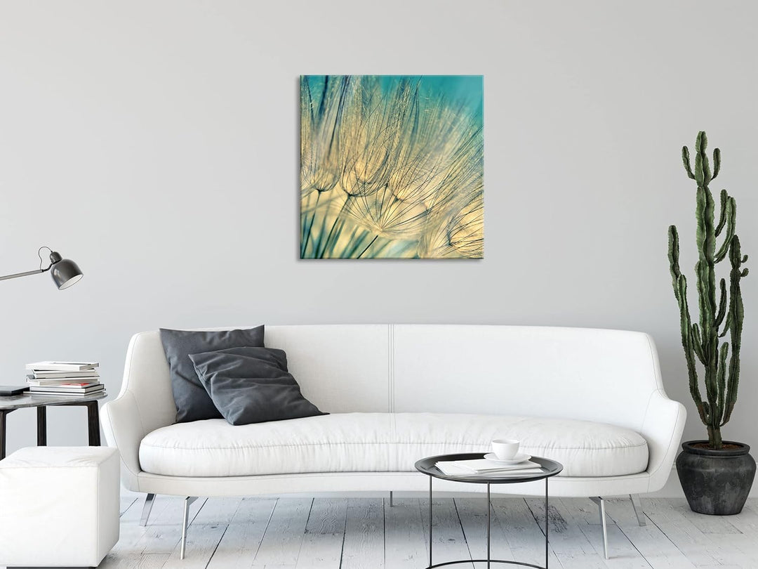 Pixxprint Glasbild | Wandbild auf Echtglas | Pusteblumen | 50x50 cm | inkl. Aufhängung und Abstandsh