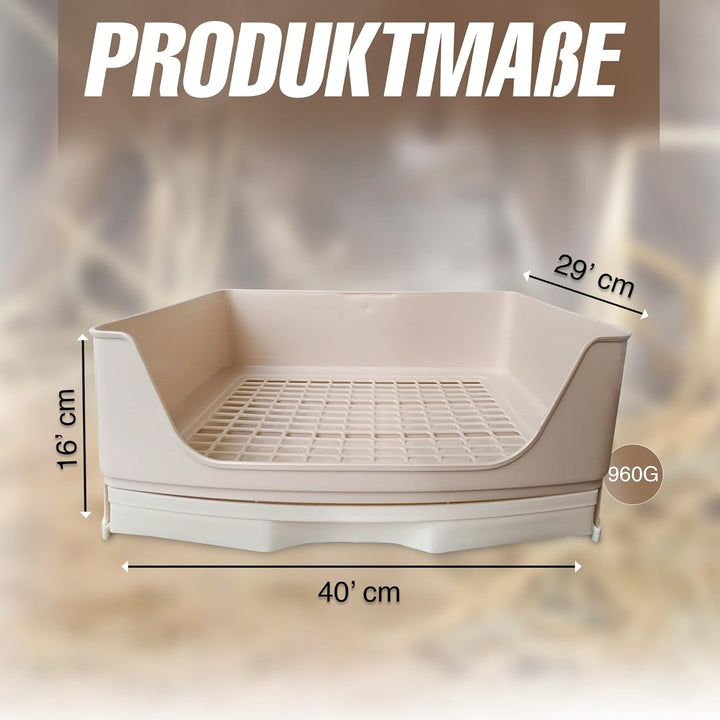 Breker Kaninchen Toilette [mit HERRAUSNEHMBARER SCHUBLADE] inkl. Bodenrost - Geeignet als Hasentoile