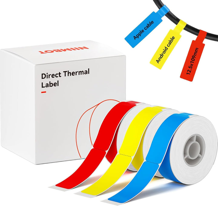 NIIMBOT Etiketten Selbstklebend, 12.5 x 109mm Thermo Etikettenband, Kompatibel mit D110 D11 D101 Eti