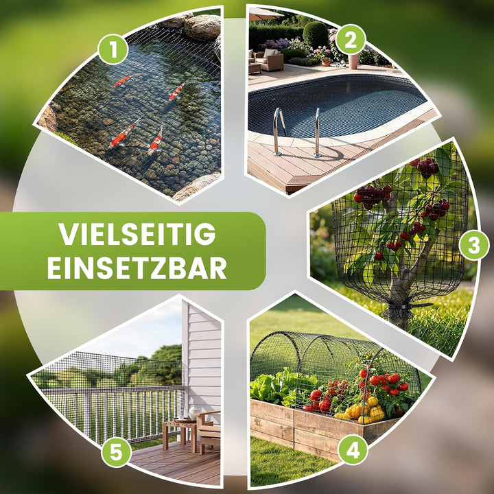 Teichnetz Feinmaschig 4×10m Vogelschutznetz Inkl. U-nägel &amp; Kabelbinder | Witterungs- &amp; UV-beständig