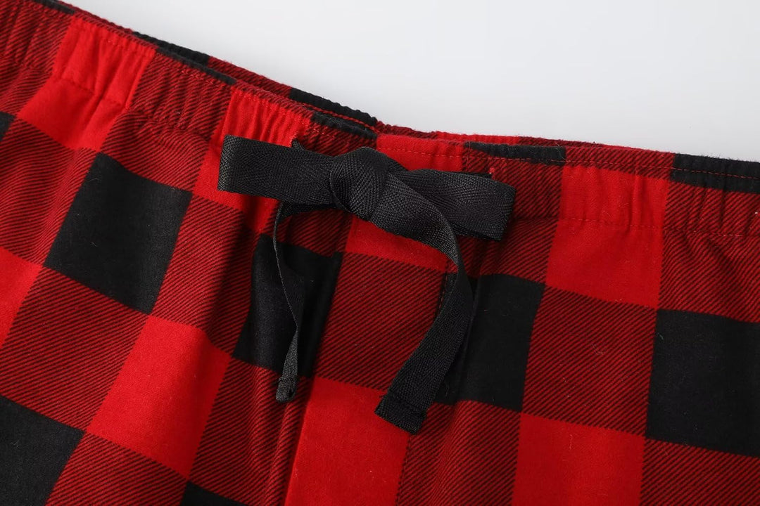 GLOBAL Herren Schlafanzughose 100% Baumwolle Flanell S Rot & Grün 2417-11, S Rot & Grün 2417-11