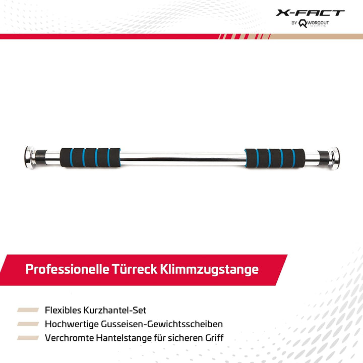 Türreck Klimmzugstange Pullup Bar – Verstellbare Stange für Türrahmen (63–100 cm), ohne Schrauben, b