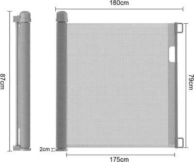 UISEBRT Türschutzgitter Ausziehbar 0-180cm, Treppenschutzgitter für Baby und Pelztiere, Kinder Schut