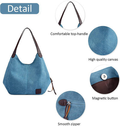 DIRRONA Mode Damen Canvas Handtasche Damen Canvas Schultertasche Canvas Tragetasche Leicht Sanft Han