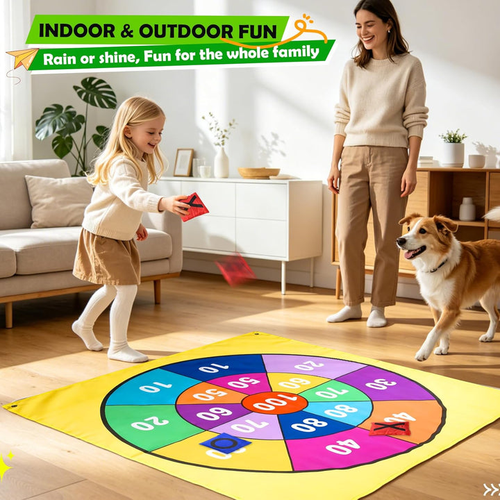 2-in-1 Riesen Tic Tac Toe & Beanbag-Wurfspiel für Kinder und Erwachsene – 1,47 m mit 10 Sandsäcken,