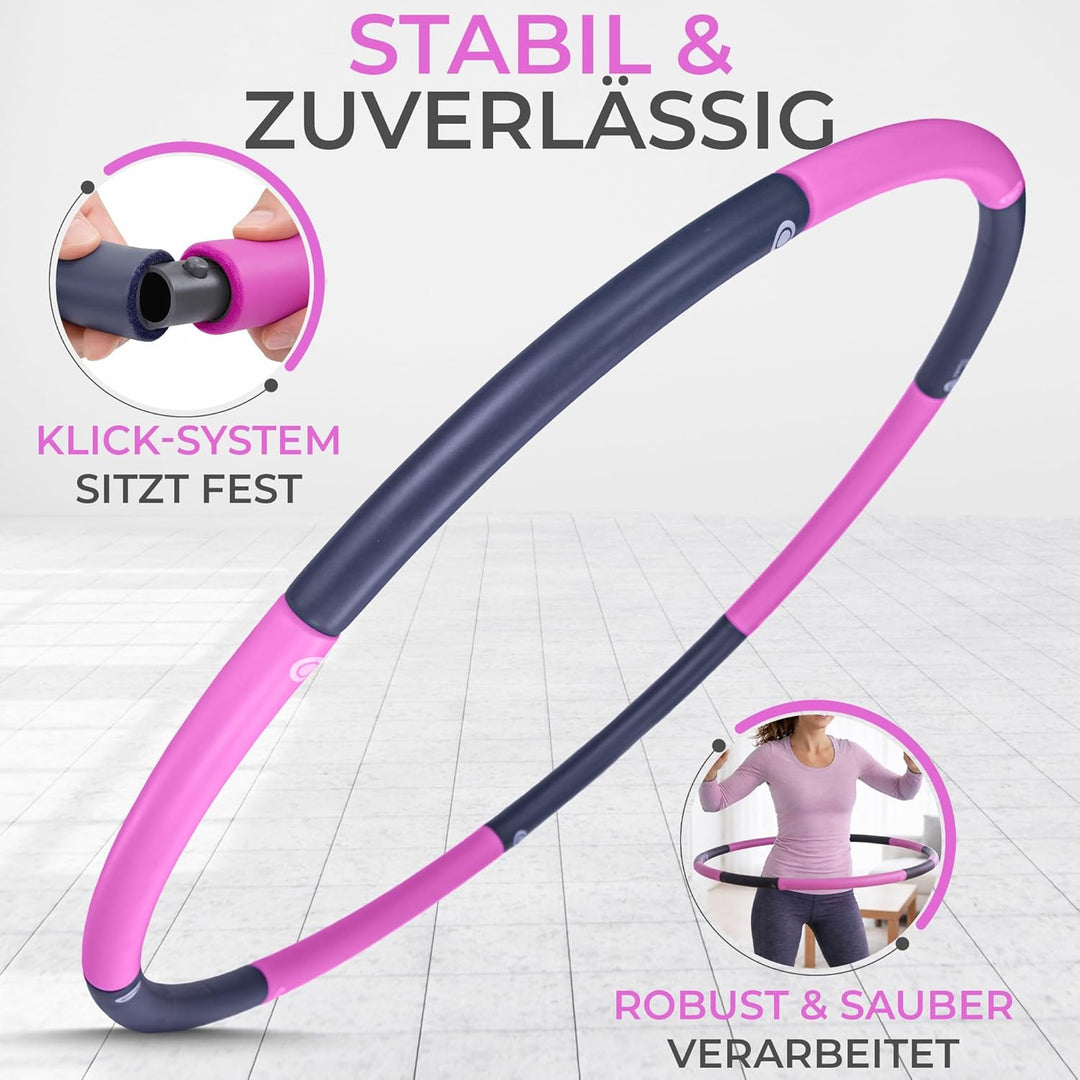 SummerFan Hula Hoop Reifen für Anfänger ohne Wellen und Noppen [1kg bis 1,5kg, 75-100 cm, 6-8 Segmen