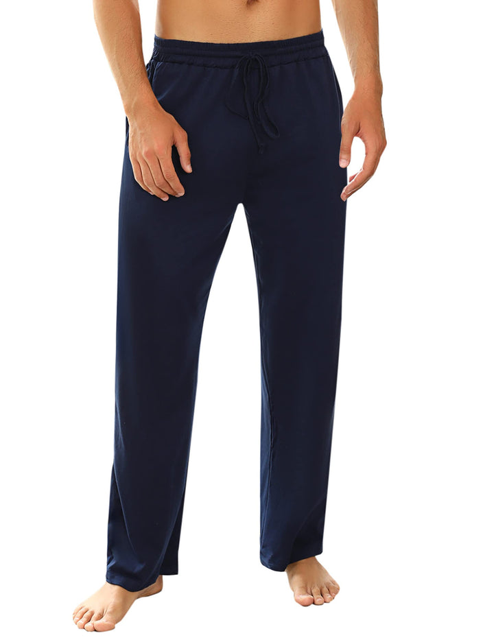 Marvmys 100% Baumwolle Herren Lange Schlafanzughose Einfarbige Pyjamahose Schlafhose Haushose Freize