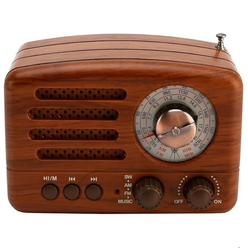 Topteng Retro Radio Bluetooth Lautsprecher, AM/FM/SW Nostalgie Radio, Kofferradio mit USB/TF-Karte,