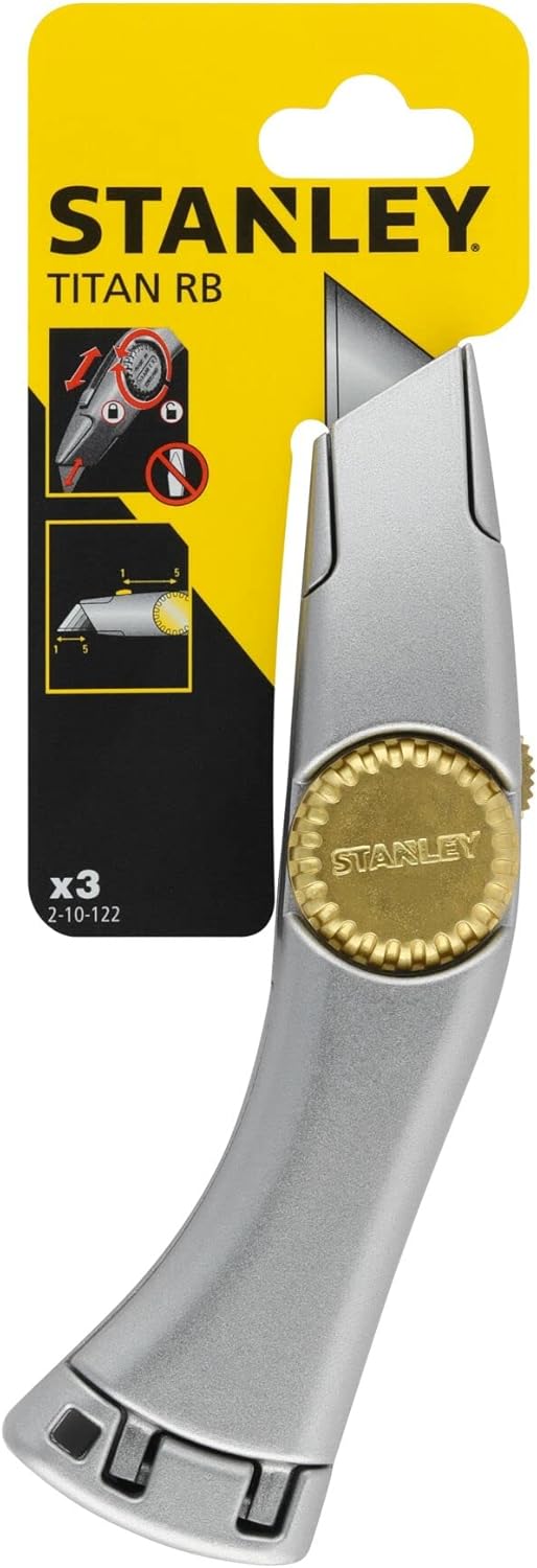 Stanley Messer Titan 2-10-122 (mit einziehbarer Klinge, 184 mm Länge, robustes Zinkdruckgehäuse mit