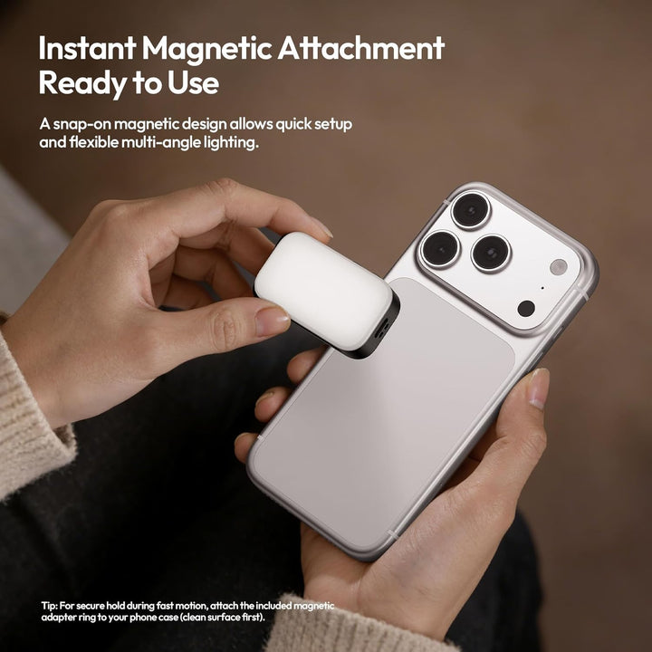 Ulanzi M02 Mini Magnetisches Selfie Licht mit Blitzlicht, 7W Handy Licht mit 5600K Tageslicht, Kabel