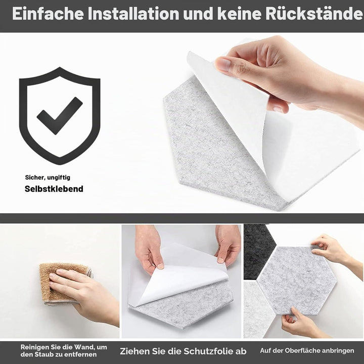 Hexagon Akustikplatten selbstklebend, Deecam 30X26X1 CM Hohe Dichte Akustikpaneele, Schallschutz/Sch