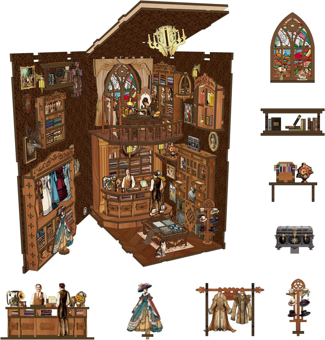 LUMYCE Book Nook Kit für Erwachsene Holzpuzzle DIY Miniatur Haus 3D Puppenhaus - Buchstütze für Büch