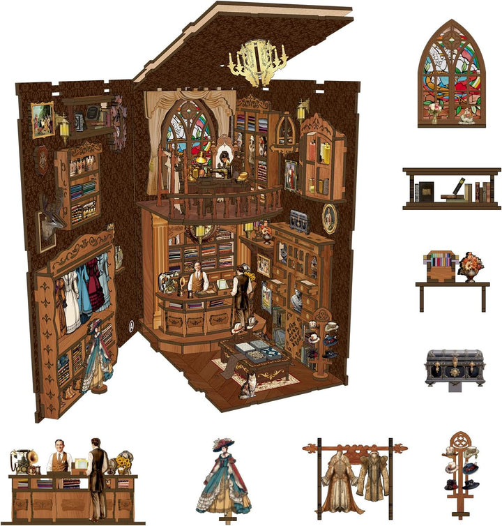 LUMYCE Book Nook Kit für Erwachsene Holzpuzzle DIY Miniatur Haus 3D Puppenhaus - Buchstütze für Büch