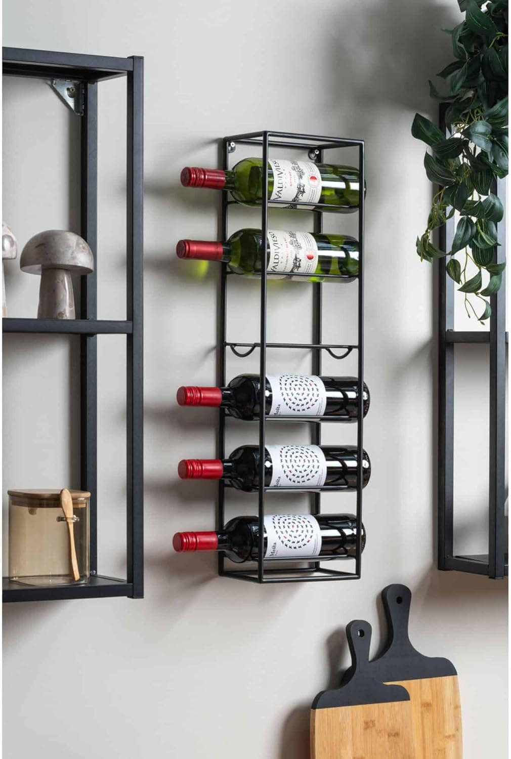 Present Time Weinregal Single - Schwarz - 18x11.5x66cm - Rechteck - Eisen - Weinregal für Flaschen -