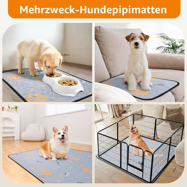 122x122cm Waschbar Welpenunterlagen, 2er Pack super saugfähige PIPI Matten für Hunde, rutschfeste Hu