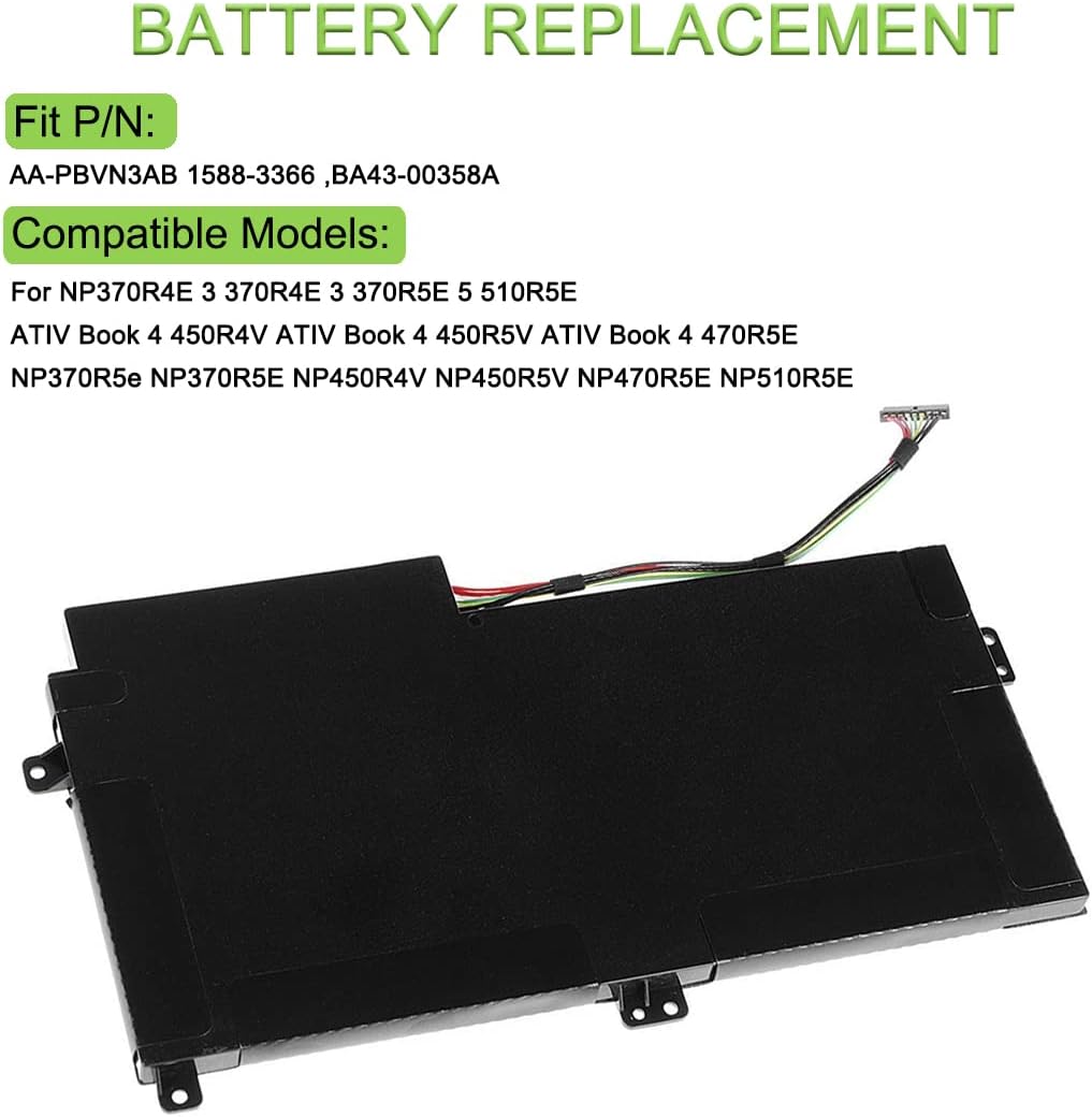 XITAIAN 11.4V 43Wh AA-PBVN3AB AA-PBVN2AB Ersatz Laptop Akku für Samsung BA43-00358A 1588-3366 NP370R