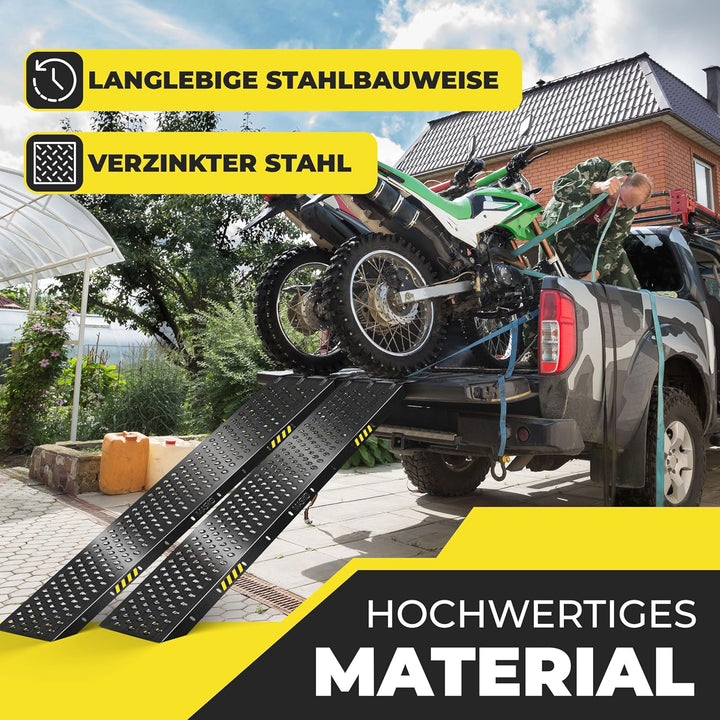 MASKO® 2X Auffahrrampe 400kg | Verladerampe | Verladeschiene | verzinkter Stahl | Antirutsch | 200kg