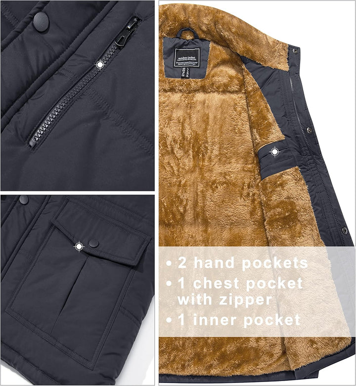 MAGCOMSEN Weste Herren Gefüttert Winterjacke Ärmellos Warme Fleeceweste Freizeit Thermo Übergangswes