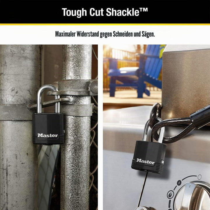 Master Lock Schlüsselschloss für den Aussenbereich, robustes wetterfestes Vorhängeschloss mit Abdeck
