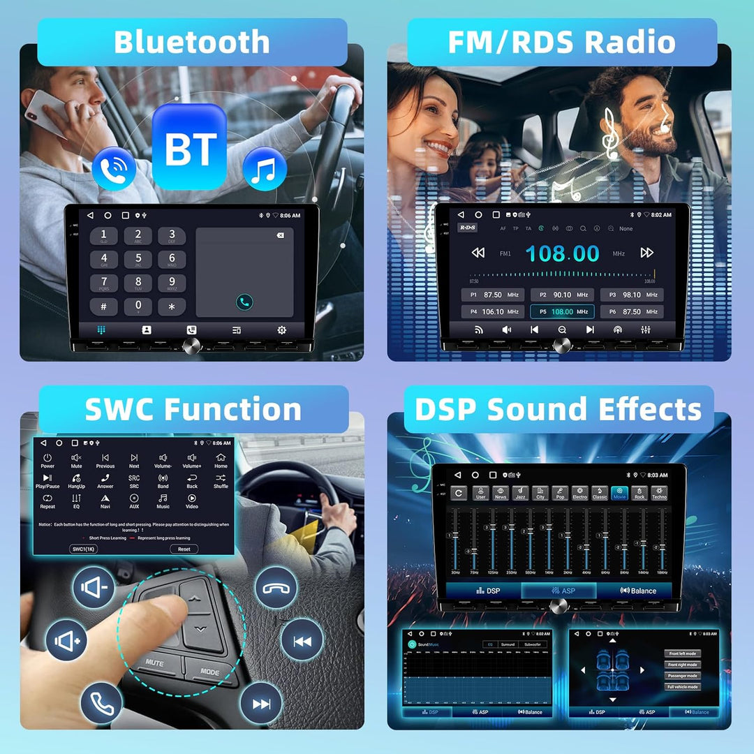 2GB+64GB 2 Din Autoradio mit Kabellosem Carplay Android Auto, 9 Zoll Touchscreen Bluetooth Car Stere
