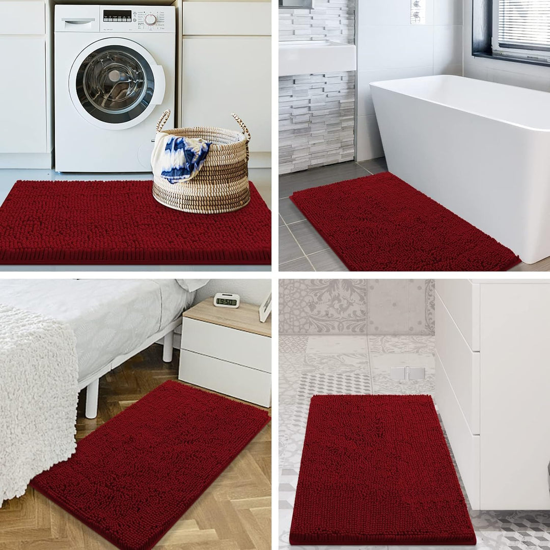 Homaxy rutschfeste Badematte Chenille Badezimmerteppich Mikrofaser Badteppich Saugfähige Hochflor Ba