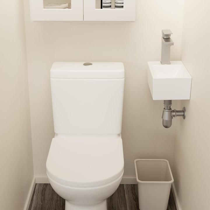 KES Waschbecken Handwaschbecken Rechteckig Waschschale Gäste WC Keramik Aufsatzwaschbecken Badezimme