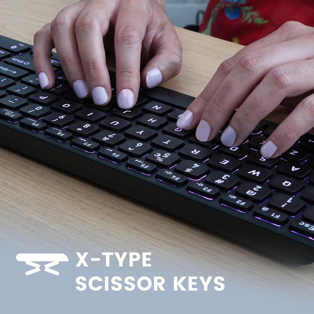 Perixx PERIBOARD-333B Wired Backlit USB Keyboard- X Type Scissor Keys - Compact 14.25x4.57 Inches -