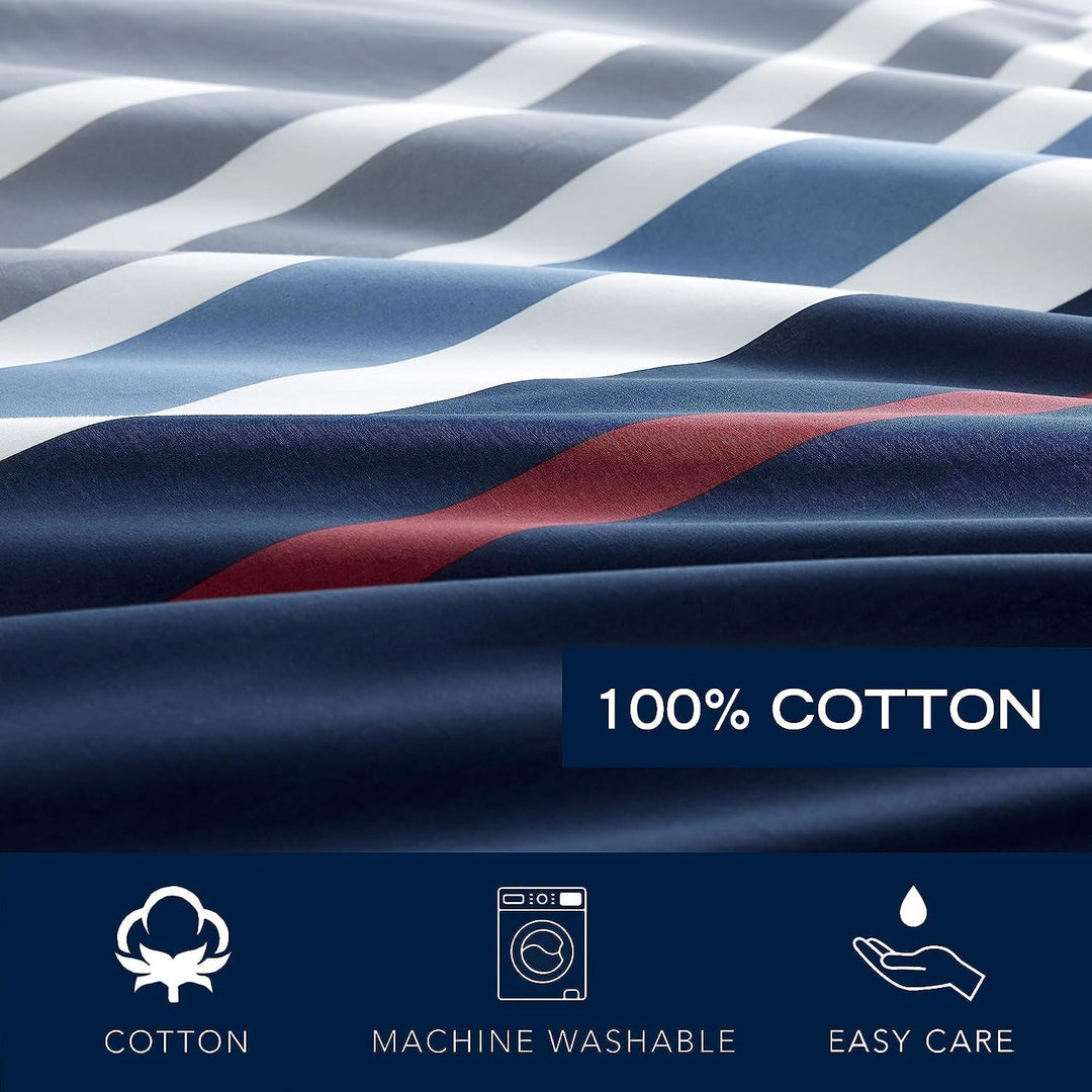 Nautica Home Bradford Bettwäsche Set Baumwolle Satin 100% Bettbezug mit Reissverschluss 155X220+80X8
