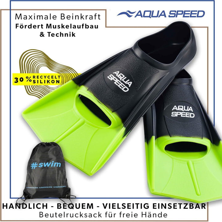 Aqua Speed Kurze Schwimmflossen für Erwachsene und Kinder I HIGH TECH | weiche Trainingsflossen I le
