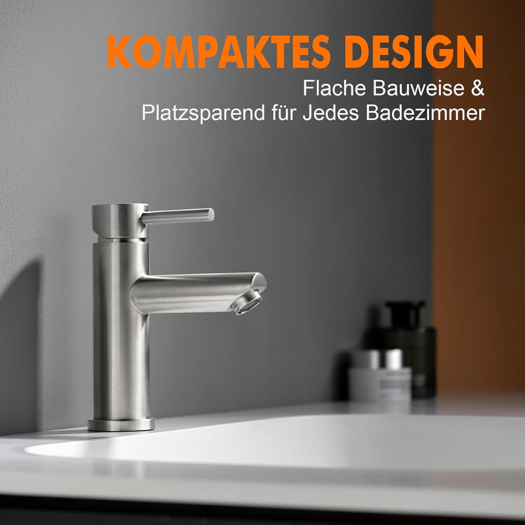 Ibergrif M11103, Wasserhahn Bad Edelstahl- Mischbatterie, Waschtischarmatur Infache Montage, Armatur
