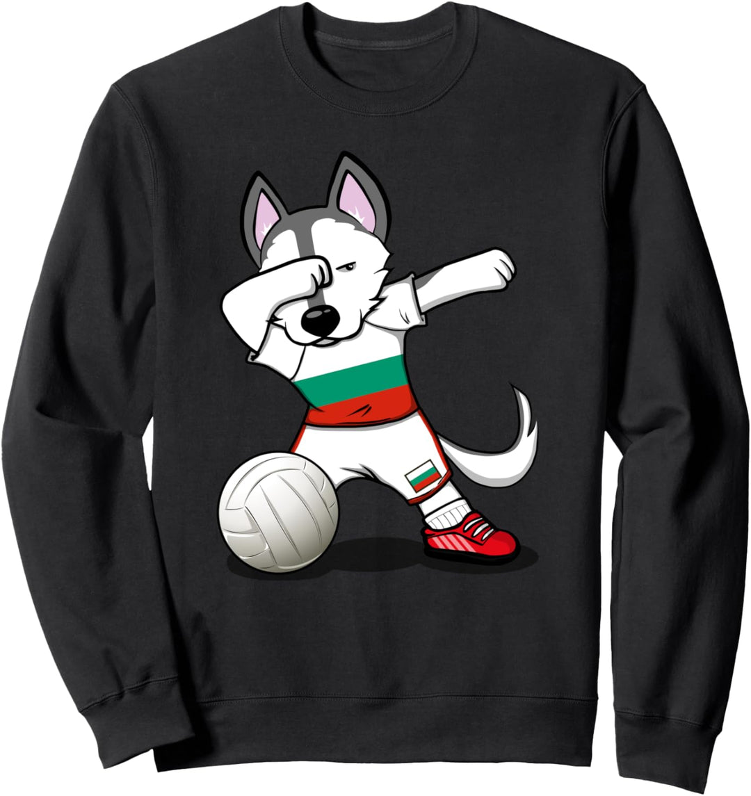Dabbing Husky Hund Bulgarien Volleyball - Bulgarische Flagge Sweatshirt