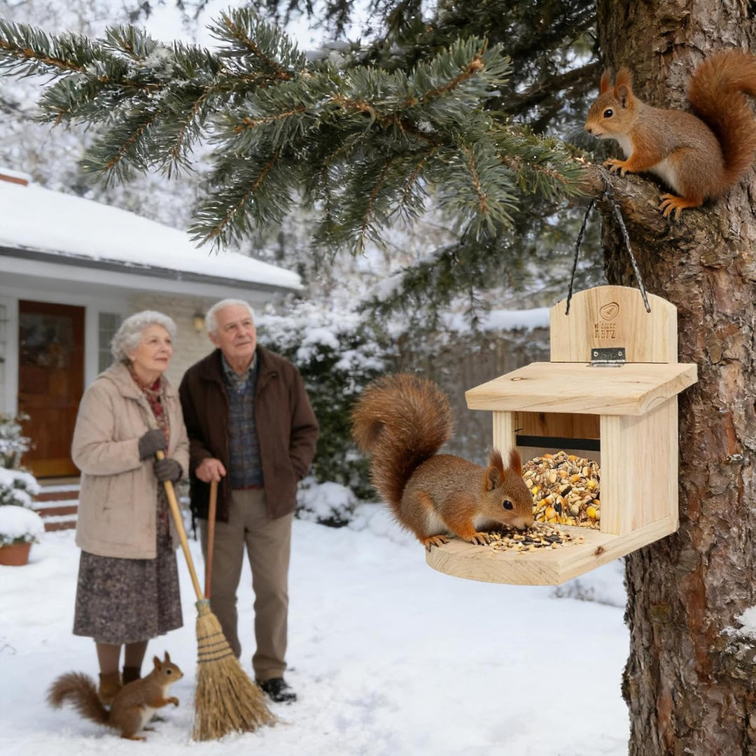 Eichhörnchen-Futterhaus | Futterhaus mit Ausgabesystem - Nagefestes Dach Eichhörnchen Futterspender