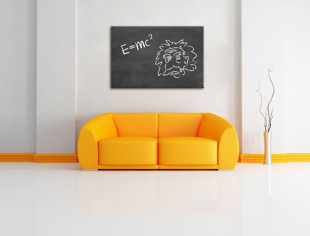 Albert Einstein M=c Format: 100x70 auf Leinwand, XXL riesige Bilder fertig gerahmt mit Keilrahmen, K