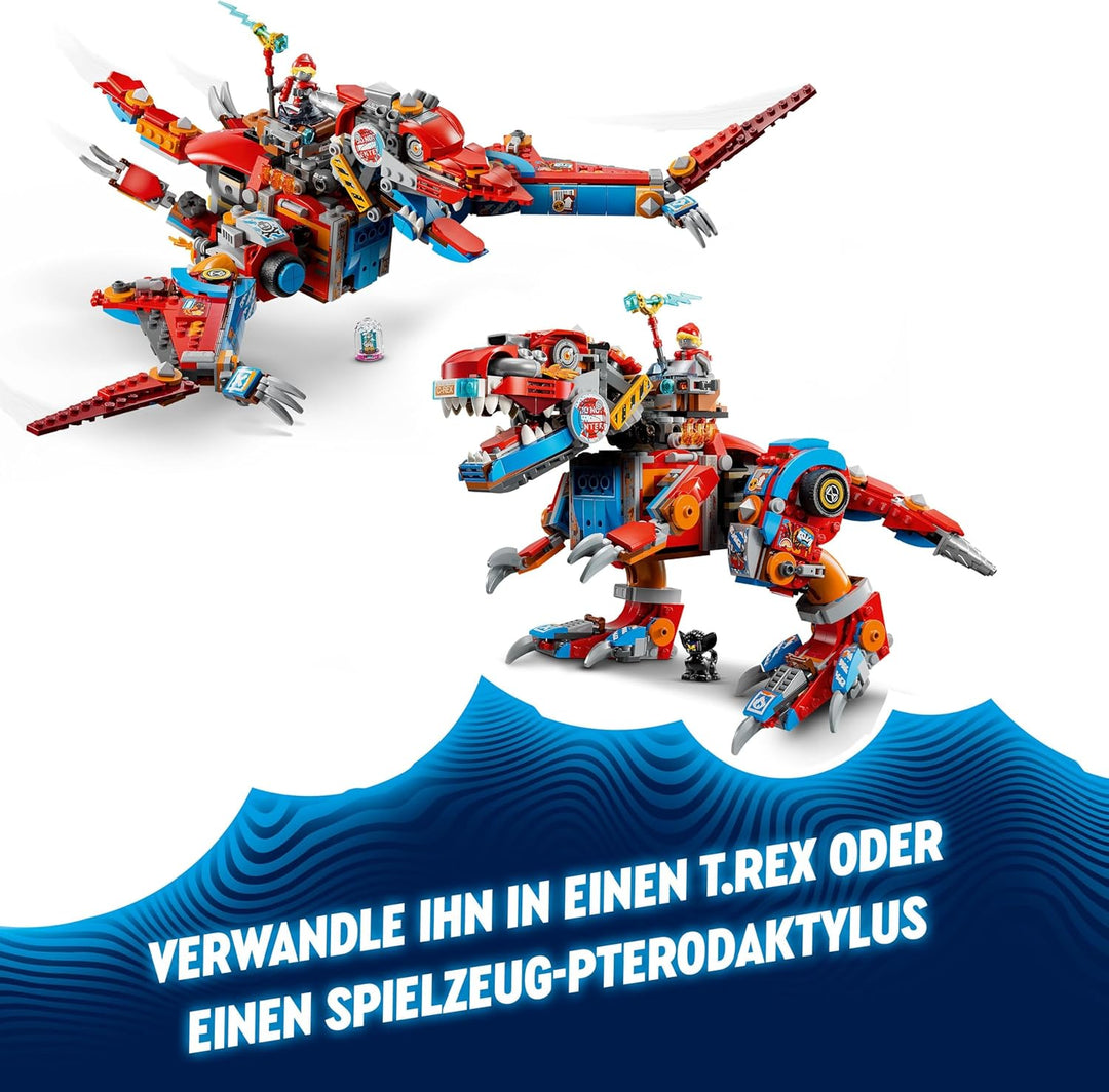 LEGO DREAMZzz 2-in-1 Coopers Dino-Mech C-Rex, Spielzeug-Pterodaktylus, T.Rex-Actionfigur für Jungen